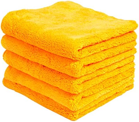 Edgeless Microfiber 500GSM 16in x 16in 70/30 Blend 5-Pack | Super Soft Plush Towel for Automotive Detailing | Machine Washable | Perfect for Waterless Wash and Buffing