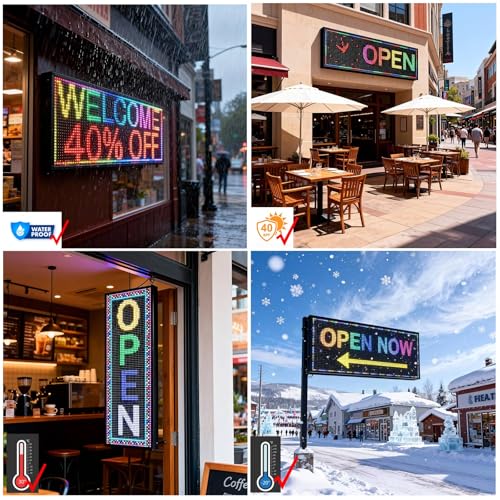 Image of P10 Scrolling Led Sign Programmable Display Digital Sign Outdoor Message Board Led Open Signs For Business Custom Banner Word Light Advertising Wifi Control High Brightness Neon 39 inchX14 inch
