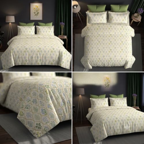 Image of DECOMIZER Super Soft Glace Cotton King Size Double Bed AC Comforter || Blanket || Duvet for All Seasons /Weathers - Pack of 1 - Yellow Jaipuri