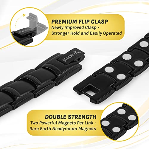 Image of MagnetRX Ultra Strength Magnetic Anklet - Effective Magnetic Ankle Bracelets for Men - Titanium Mens Ankle Bracelet with 48 Magnets (Black)