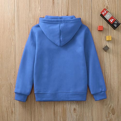 Kids Boy Toddlers Hoodie Sweatshirt Zip-Up Pullover Lightweight Casual Soft Jacket Plain Athletic Clothes with Pocket (Blue, 11-12 Years)4