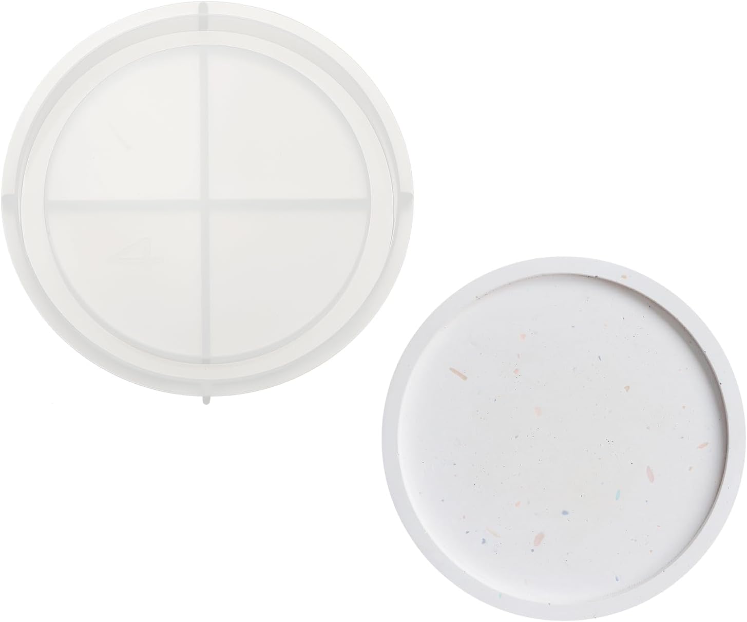 PATIKIL 12.4" Round Tray Resin Mould with Edge, Plate Silicone Moulds for Epoxy Resin Jewelry Storage Containers Blank Casting Mould for DIY Craft Home Decorations Making Tool, White