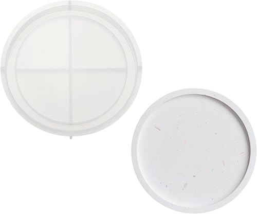 PATIKIL Molde de resina redonda de 6.3 pulgadas con borde, moldes de silicona para resina epoxi, contenedores de almacenamiento de joyas, molde de