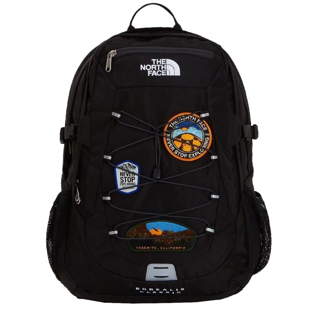 The North Face Borealis Classic Patch - Mochila, 25 L, color negro y gris asfalto