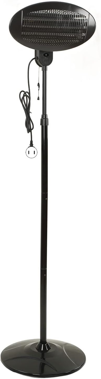 CAAK Electric Patio Heater, 2000W 3 Level Power Height Adjustable Indoor Electric Space Heater with 45 Degree Tiltable, Waterproof Standing Infrared Outdoor Heater for Large Room Home Backyard (UK)