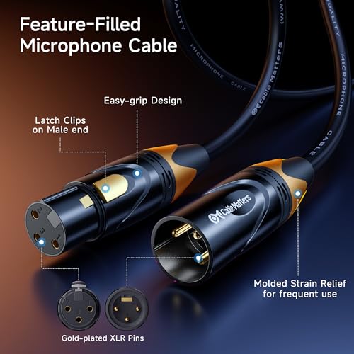 Câble microphone XLR blindé Cable Matters lot de 3 cordons OFC couleur avec repérage facile