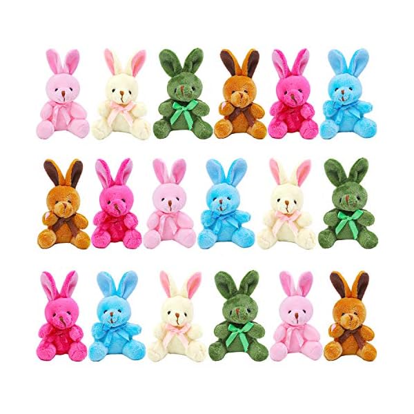 Elcoho 18 pack easter plush bunnies stuffed bunny plush toys easter baskets filler stuffers easter gift plush bunny animals  urban country home decor
