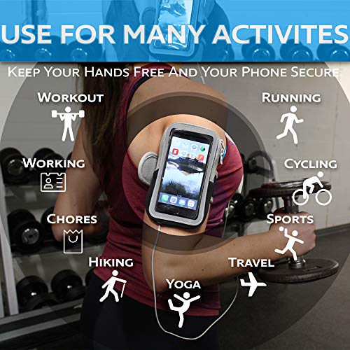 Arm Phone Holder For Running : Phone Armband Sleeve Workout Gear Pouch Case Bag For Apple Iphone 5 6 7 7S 8 8S X Xs Xr & Android Galaxy S6 S7 S8 S9 S10 10 Pixel & All Phones 5.9 Inch Screens & Under #TOP5