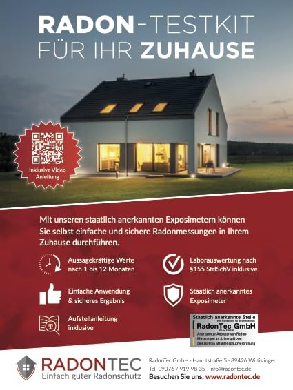 PRD Set für Radon Messungen zu Hause: 2 PRD Exposimeter + Sicherungskit inkl Auswertung im akkreditierten Prüflabor ALTRAC u. Prüfbericht, einfache Messung der Radon-Aktivitätskonzentration