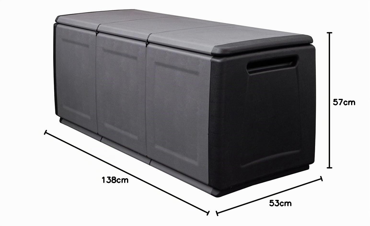 INTEC - Cassapanca portaoggetti 330L grigio/nero 138 x 53 x 57 cm manici di trasporto in polipropilene