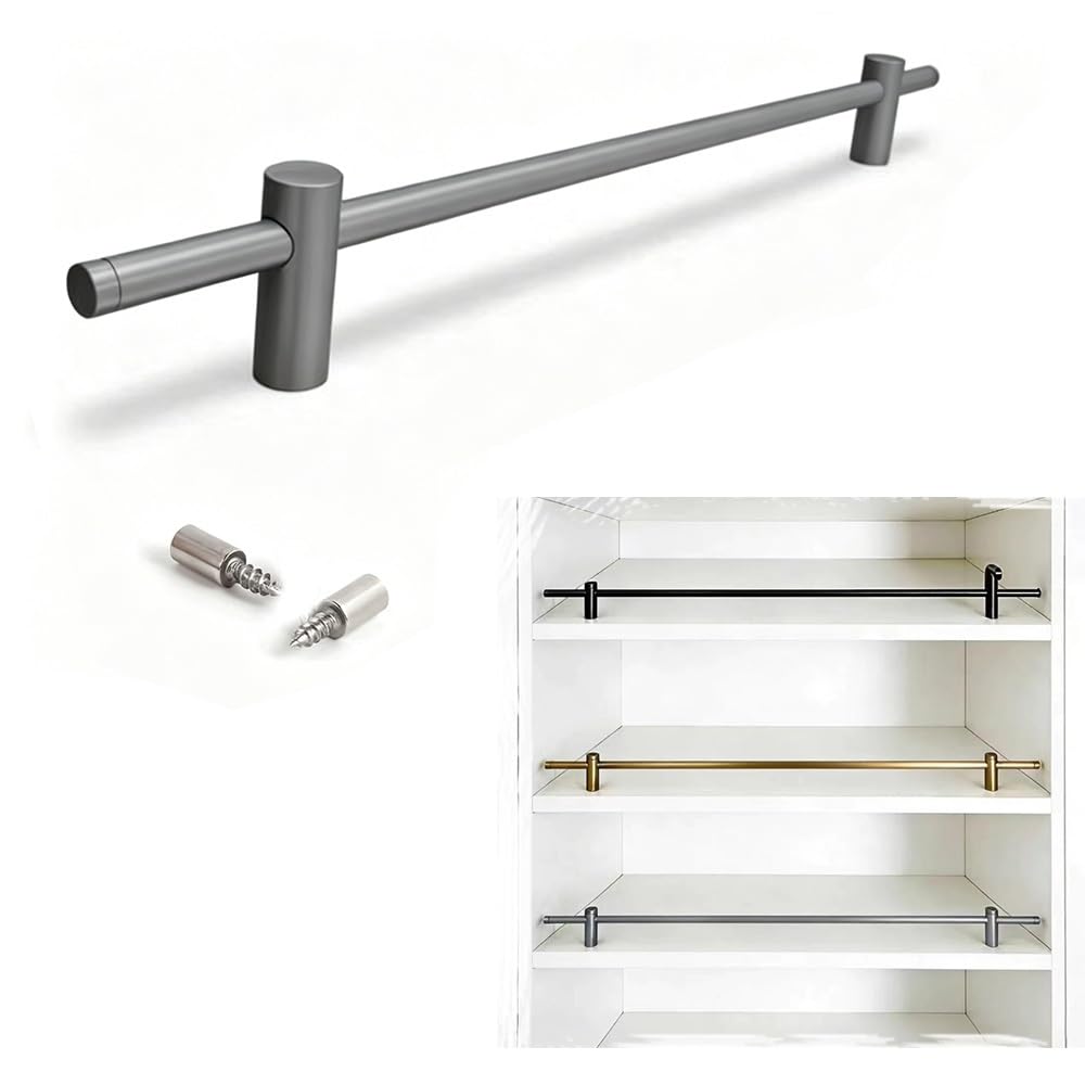 SVBVRFEEW Anti-Fall Gallery Rail Shelf Guard Rail Aluminum Guardrail Bar Decorative Round Tube Shoe Cabinet Fence Gallery Rod For Floating Shelf(Gray,90cm/35.4in)