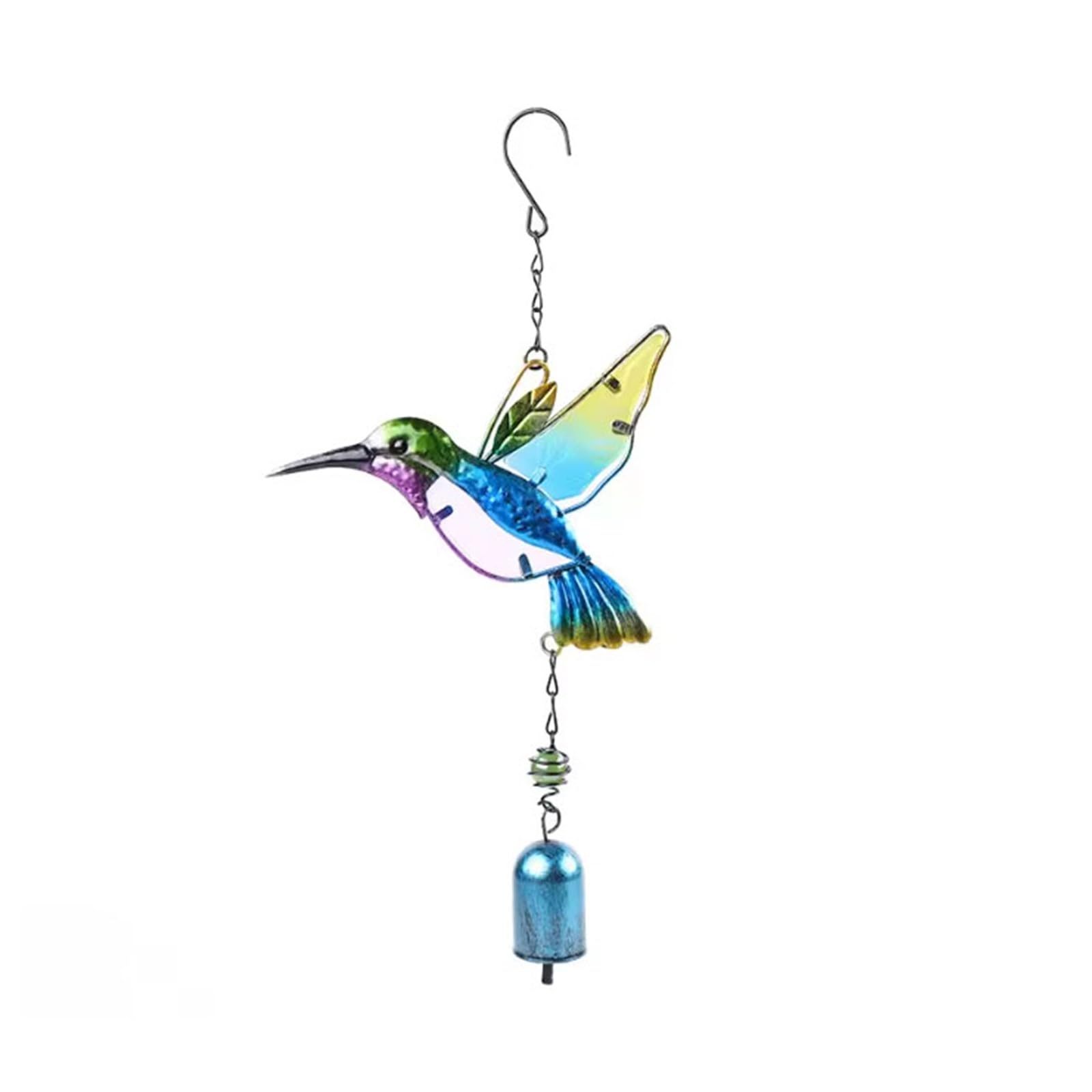 Wind Chime Hummingbirds Dragonflies Metal Glass Painted Crafts Hanging Pendants Bell Aluminum Pipe Home Courtyard Hanging Decors(A)