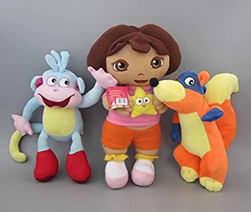 Dora The Explorer Anime Animal Stuffed Plush Toys Dora Monkey Swiper Fox 3 Pcs/Set