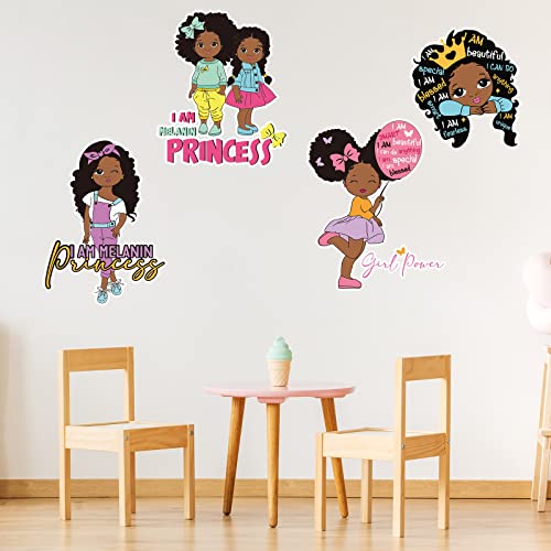4 Pieces Black Girl Inspirational Quote Wall Decal Motivational Saying African American Sticker Positive Black Girl Stickers Little Girl Decals For Bedroom Girl Power Wall Decal For Nursery Decor #TOP3