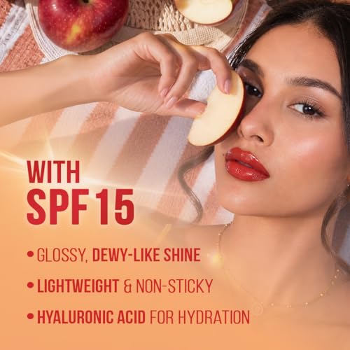 Image of Staze Y.U.M.M.Y Lip Gloss Balm | 3-in-1 Gloss + Tint + Balm | High-Shine Glossy Finish | With SPF 15 | Non-sticky Formula with Hyaluronic Acid & Shea Butter | 03 Apple Pie | 2g