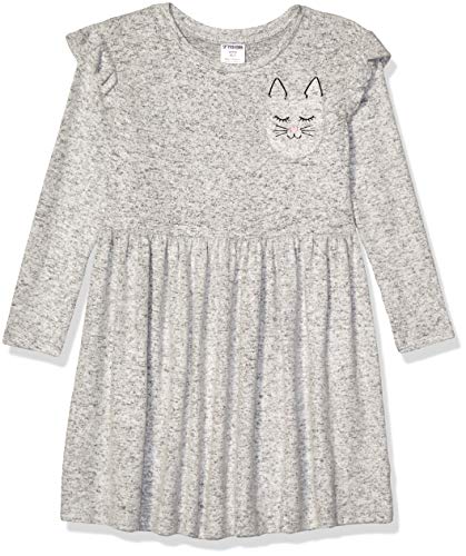 Spotted Zebra Girls' Long-Sleeve Cozy Knit Dress, Grey Heather, Large