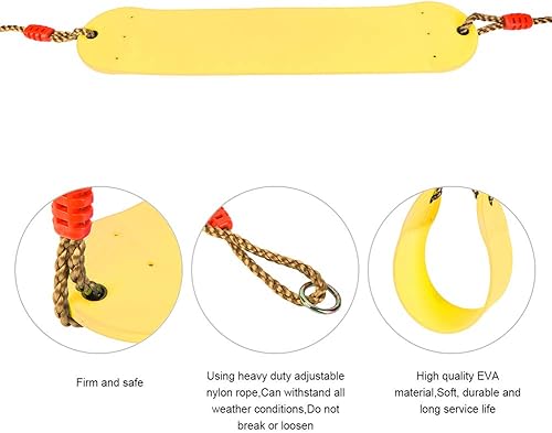 Miniatura 7 de Columpio de tablero de EVA, asiento de columpio suave y ajustable con cuerda para niños, silla de columpio colgante de fitness para patio de recreo,