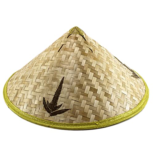 Hat Asian Chinese Conical Rice Farmer Hats Hand-Woven Adult Travel Straw Coolie Coolie Hats for Men