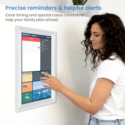 Image of 15.6 inch Smart Digital Wall Calendar, 1920 * 1080P Touchscreen Electronic Wall Planner, Family Schedule Organizer Digital Photo Frame with Built-in 64GB Memory, White