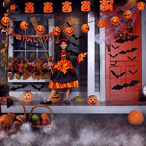 Halloween Pumpkin String Lights, 8.5Ft Jack O Lanterns String Lights With 10 Orange Pumpkin Light Blubs, Outdoor Hanging Holiday String Lights For Indoor/Outdoor Halloween Party Decor, Black Wire #TOP5