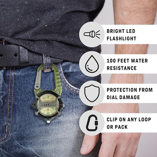 Image of Dakota Mini Clip Microlight, Quality Pocket and Fob Watch, Premium Durability Outdoor Gifts for Men, Use for Fishing Hunting, and More, LED Flashlight, Clip on Watch