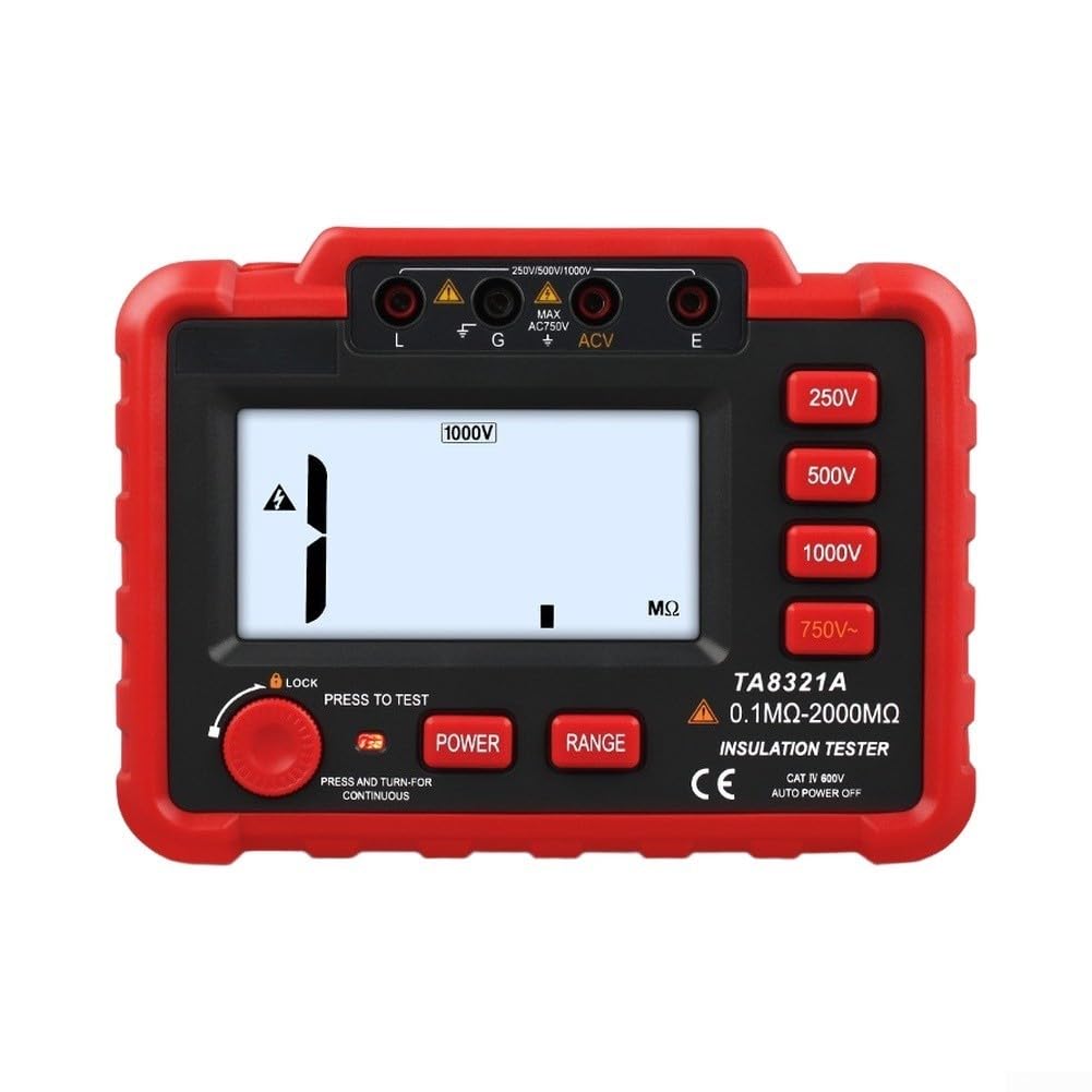 Probador de aislamiento digital 250V-1000V Megohmmetro (TA8321A)