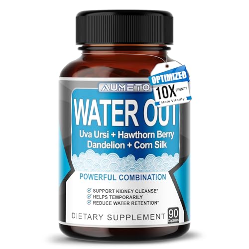 Image of AUMETO Ultra Natural Water Out Pills with Uva Ursi Hawthorn Berry Dandelion Corn Silk - Full Body Cleanse and Kidney & Stomach Support (90 Count (Pack of 1))