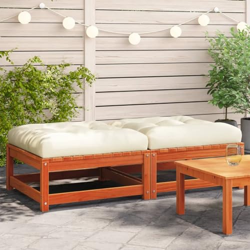 Festnight Sofás de Jardín 2 Plazas con Cojines Muebles Jardin Conjunto Jardin Exterior Sofa Exterior Sofas de Terraza Sillón de Exterior Sofá Modular Madera de Pino Marrón Cera 2 Plazas-Type-4