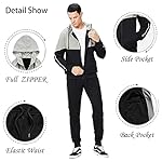CALUOMATT Men's Hooded Athletic Tracksuit Sweatsuit Long Sleeve Full-Zip Jogging Sweatpants 2 Piece Patchwork Sportsuits - Image 3