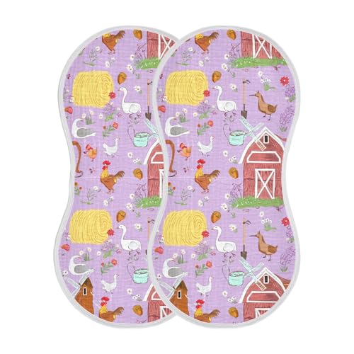 xigua Farm Chickens Baby Burp Cloths for Newborn Boys and Girls 1 Pack, Soft & Absorbent Cotton Baby Burp Cloth, Baby Washcloths, Newborn Towel, Burp Rags2