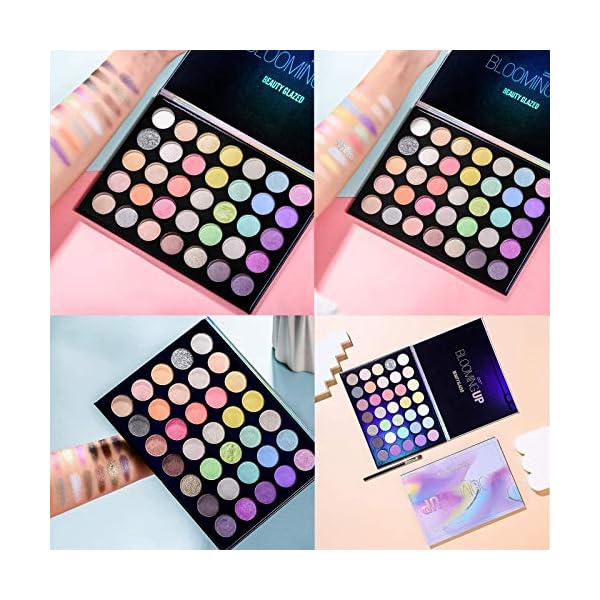 Eye-Makeup-Palette-Glitter-Matte-and-Shimmer-Highlighter-Eyeshadow-Makeup-Palette-35-Colors-Make-Up-Palette-Blooming-Up-Eye-Shadow-High-Pigmented-Blendable-Waterproof-and-Sweatproof MYUANGO Blooming Up Eyeshadow Palette-35 Shades Matte Shimmer Glitter Makeup Palette for Beginners - Waterproof, Blendable, Long-Lasting - Cruelty-Free