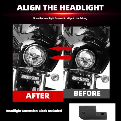 Image of FATECIM Motorcycle Headlight Fairing with 13 inch Smoke Windshield Windscreen Club Style for Harley Dyna T-Sport FXDXT FXD FXDC FXDB FXDL FXDLS