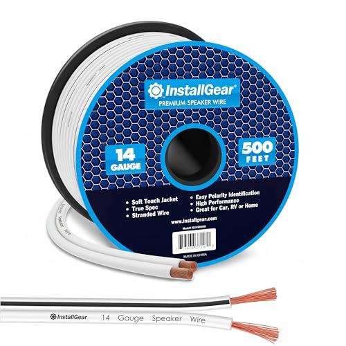 InstallGear 14 Gauge AWG Speaker Wire Cable - White (500ft)