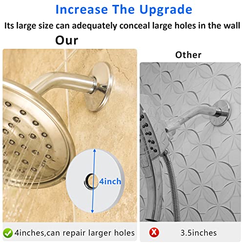 OPERMAXER 4 Inch Shower Arm Flange Oversized Plumbing Cover Plates, Universal Extra Large Replacement Escutcheon Cover Plate for Covering Gaps, Holes, Fits All Standard 1/2\" Pipes, Chrome（1 PACK） - Thumbnail 3