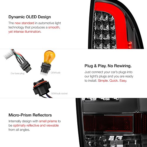 Vipmotoz Neon Tube Led Tail Light Lamp Assembly For 2005-2015 Toyota Tacoma - Metallic Chrome Housing, Smoke Lens, Driver And Passenger Side #TOP1