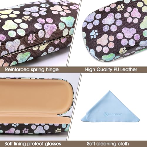 Image of PERFECTSIGHT Hard Shell Eyeglasses Case, PU Leather Protective Glasses Case, Cute Eyeglass Case for Women Men Girls