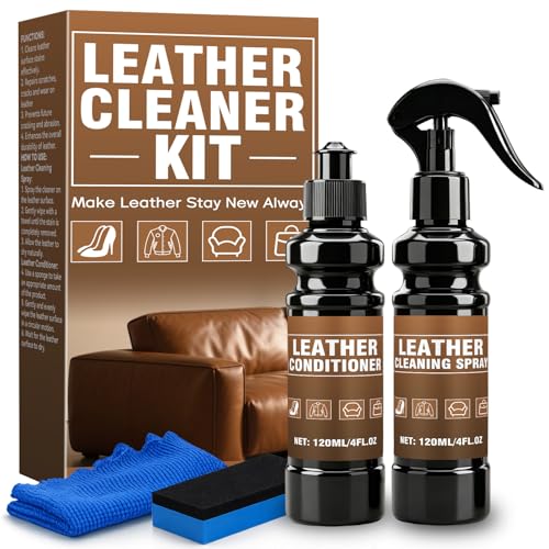 Rmolitty Leather Cleaner & Conditioner Kit - 4pc Set with 4oz Cleaner, 4oz Conditioner, Cloth & Sponge - For Bags, Purses, Furniture and Car Interiors by Rmolitty - Used condition - US$9.69