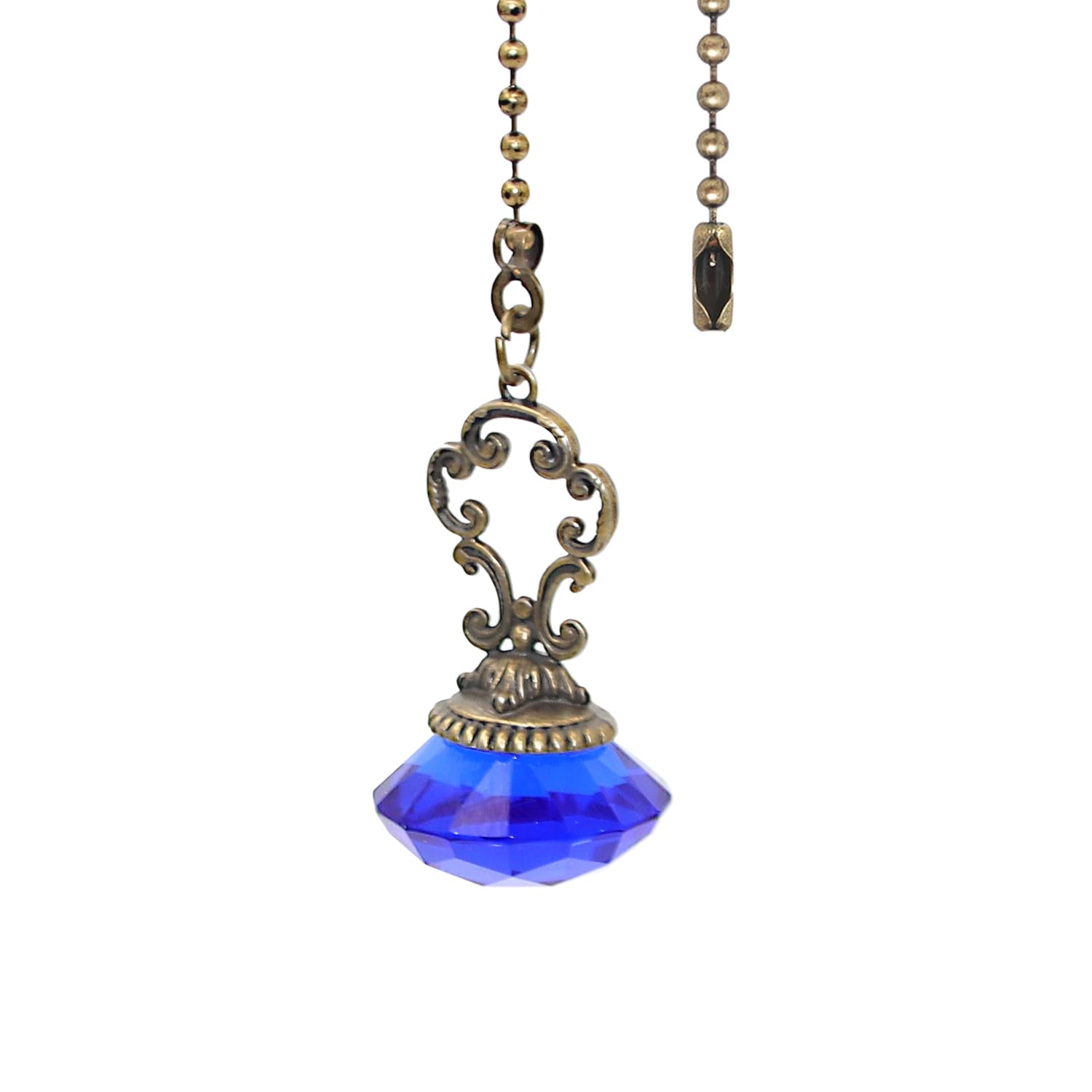 1Pcs Crystal Ceiling Fan Pull Chains Ornament Colorful Diamond Pendant Switch with 12 Inches Line Bead for Ceiling Light Desk Lamp blue