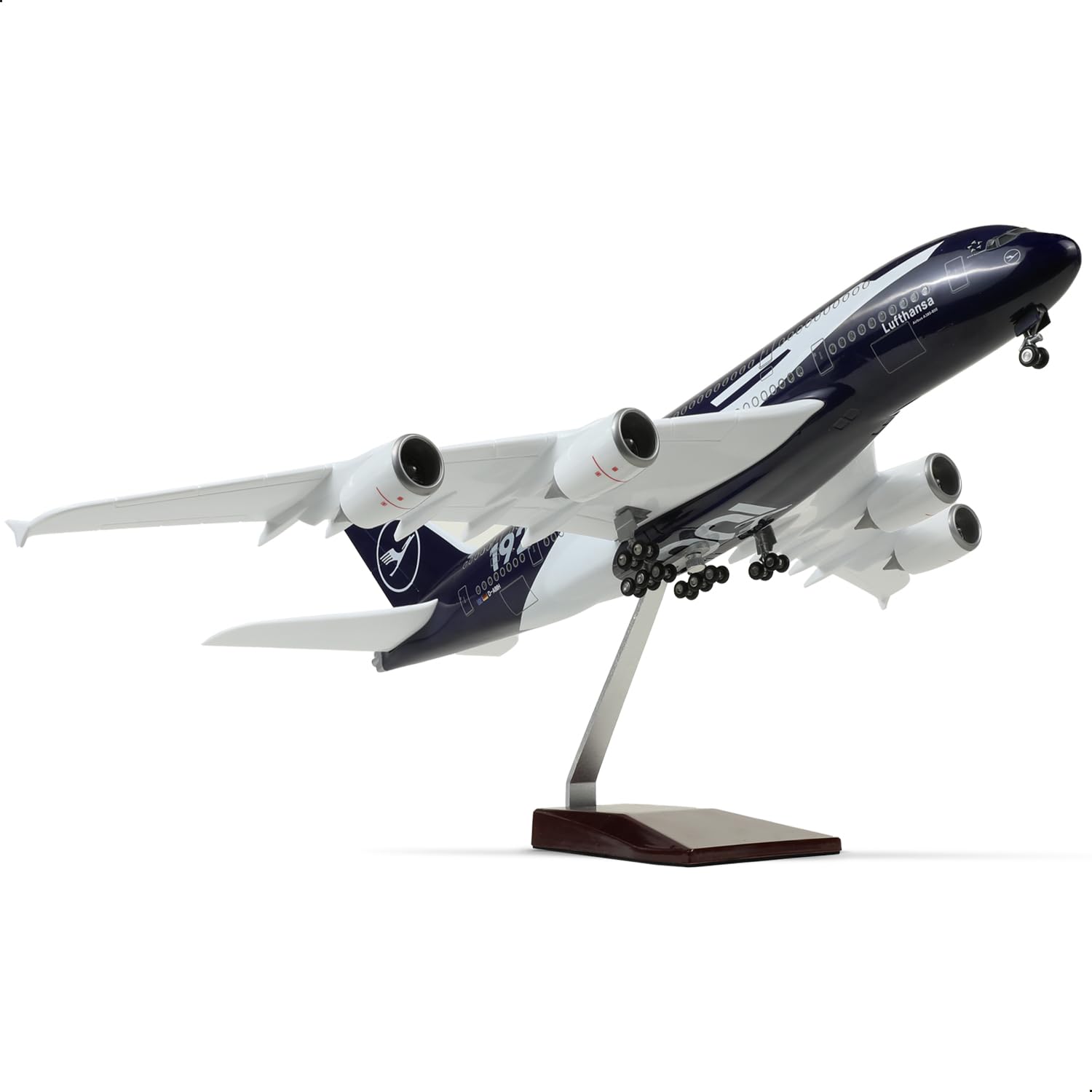 QIYUMOKE 1/160 A380 Airplane Model Resin with Stand for Lufthansa
