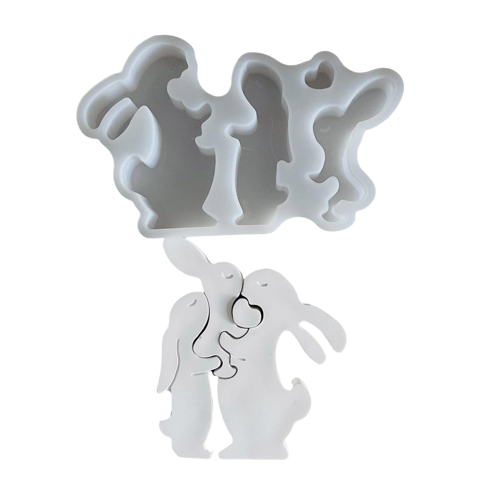 Kalttoy Rabbits Family Silicone Molds for Epoxy Resin Fondant Silicone Molds for Chocolate Desserts Cake Decoration Rabbits Mold