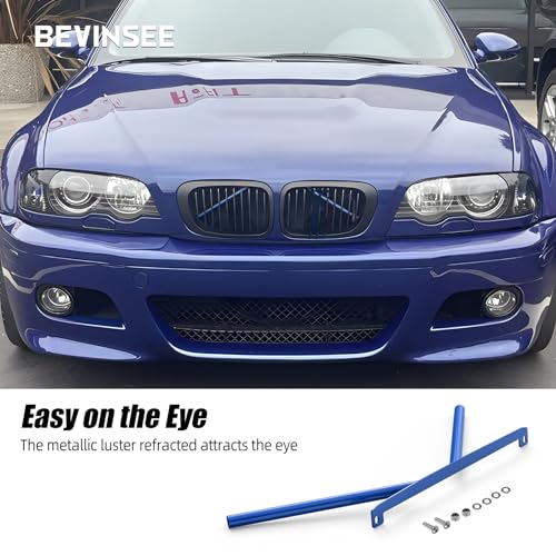 Image of Bevinsee Kidney Struts Rods Tuning V Brace Compatible with E46 323i 325i 328i 330i 1999-2006, High-Strength Steel, Powder Coated Surface, Blue