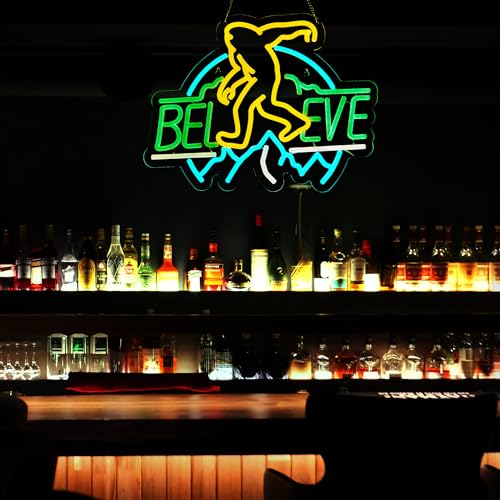 Image of Sasquatch Believe Neon Sign for Wall Decor, Bigfoot Neon Signs LED Lights for Kids Room Decor Bar Game Room Man Cave Gift, USB Powered