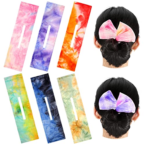 6 Pieces Tie Dye Cloth Hair Bun Maker Cloth Twist Hair Bun Maker Donut Bun Maker Flexible Cloth Hair Clips French Hairstyle Twist Bun Hair Accessories for Women Girls Hair Decoration