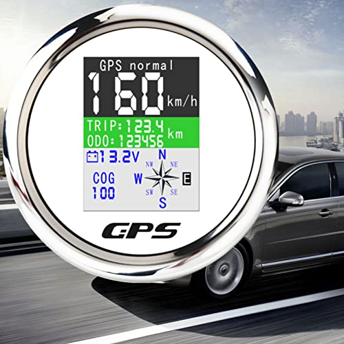 85MM Boat GPS Speedometer Gauge Waterproof GPS Speed Odometer Km/h Knot MPH Adjustable for Car Truck Motorcycle Marine Speedometer 9-32V Universal GPS with Speedometer Trip SOG ODO COG TFT Screen