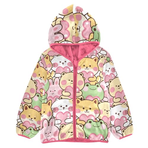 OTVEE Cartoon Rabbit Cat Dog Frog Kids Hoodie Jacket Fall Spring Full Zip Warm Outwear Coat
