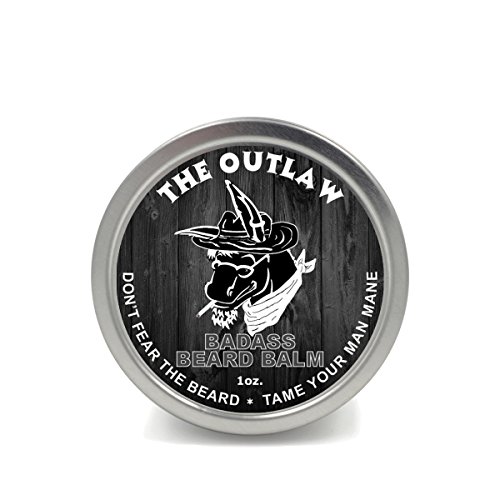 Badass Beard Care Beard Balm For Men - The Outlaw Scent, 1 oz - All Natural Ingredients, Soften Hair, Hydrate Skin to Get Rid of Itch and Dandruff, Promote Healthy Growth