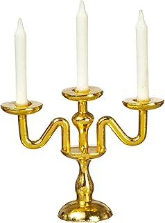 Dollhouse 3 Arm Gold Candelabra Miniature Dining Table Accessory 1:12 Scale