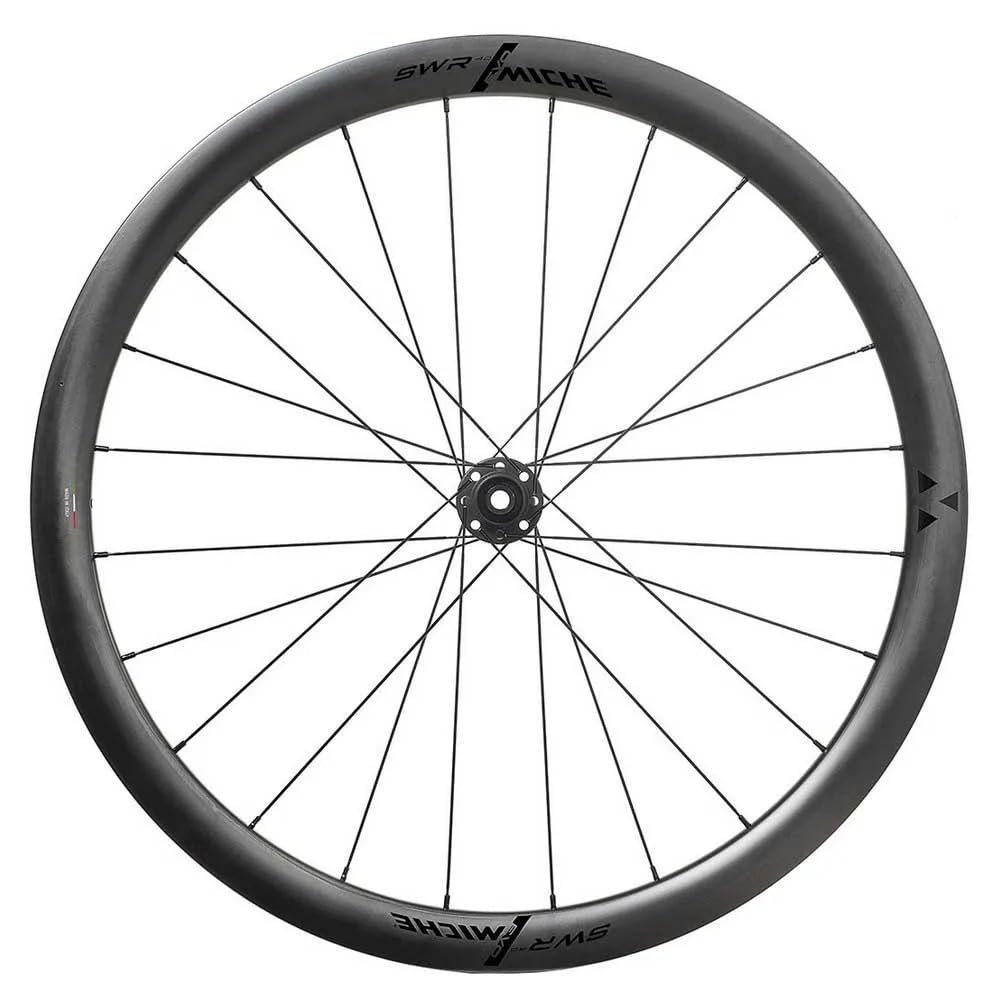 Ruedas de Carretera Disco 700 MICHE SWR EVO 40 CENTERLOCK Carbono Negro Cassette Shimano HG 12 V Eje TRAVERSANT 12-100 Y 12-142 (Par) - TUBELESS Ready