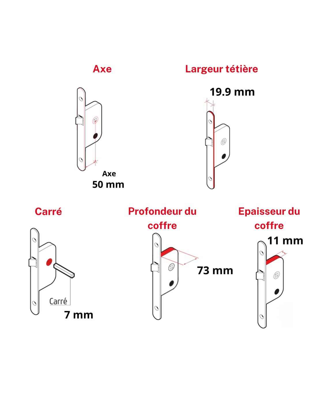 THIRARD - Serrure Magnétique Encastrable pour Porte Intérieure - Axe 50 mm - Bouts Ronds - Fer Satiné - Système Magnétique à Pêne Rétractable - Gâche Plate en Acier - Silencieuse - Gris