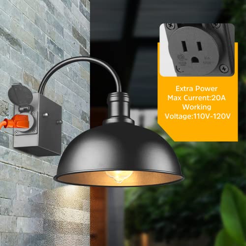Bdrofn 2-Pack Outdoor Wall Sconces, Exterior Farmhouse Gooseneck Barn Light, Vintage Matte Black Outside Wall Lighting Fixture, Anti-Rust Waterproof Outdoor Light for House Porch Garage Entryway by Bdrofn - Image 2